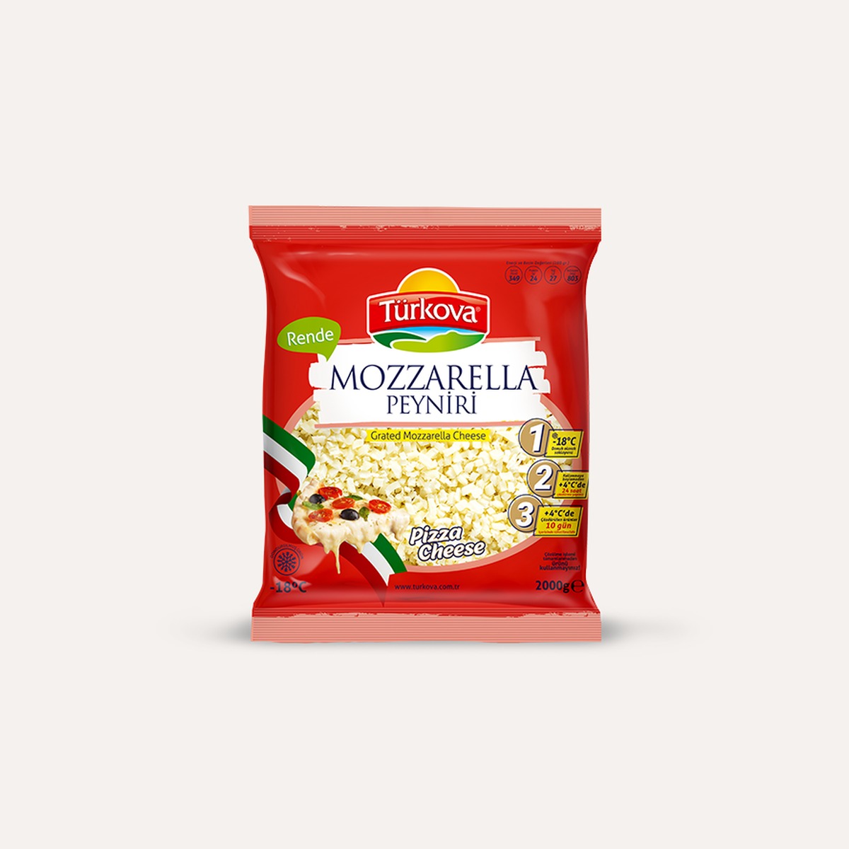 Türkova Küp Peynir Mozzarella 2000 GR (Kırmızı)