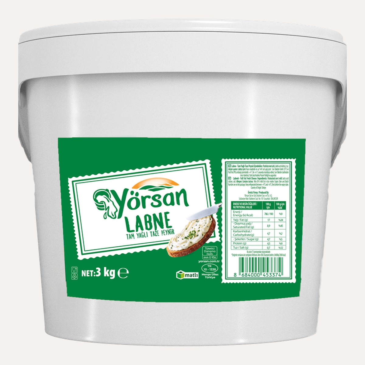 Yörsan Labne %17 Yağlı 3 KG